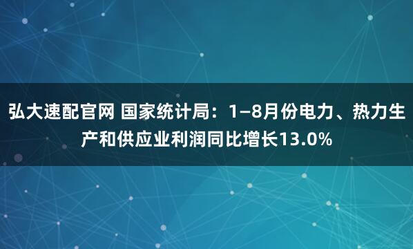 弘大速配官网 国家统计局：1—8月份电力、热力生产和供应业利润同比增长13.0%